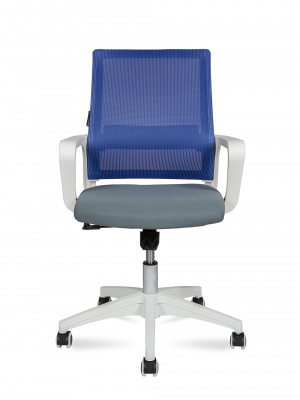 Кресло офисное / Бит LB / белый пластик / синяя сетка / темно серая ткань, купить в Сыктывкаре
