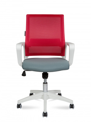 Кресло офисное / Бит LB / белый пластик / красная сетка / темно серая ткань, купить в Сыктывкаре