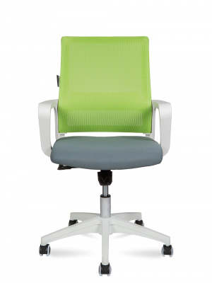 Кресло офисное / Бит LB / белый пластик / зеленая сетка / темно серая ткань, купить в Сыктывкаре