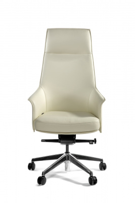 Кресло офисное / Бордо / слоновая кость кожа / алюминиевая крестовина, купить в Сыктывкаре