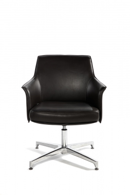 Кресло офисное / Бордо CF / темно-коричневая кожа / алюминиевая крестовина, купить в Сыктывкаре