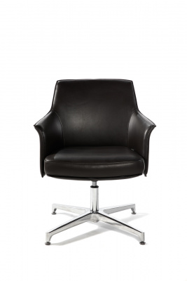 Кресло офисное / Бордо CF / черная кожа / алюминиевая крестовина, купить в Сыктывкаре