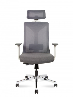 Кресло офисное / Бостон SL / серая сетка / серая ткань / серый пластик / хром крестовина, купить в Сыктывкаре