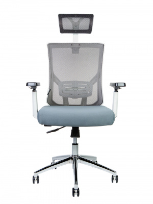 Кресло офисное / Гарда SL / белый пластик / серая сетка / серая сидушка / крестовина хром, купить в Сыктывкаре