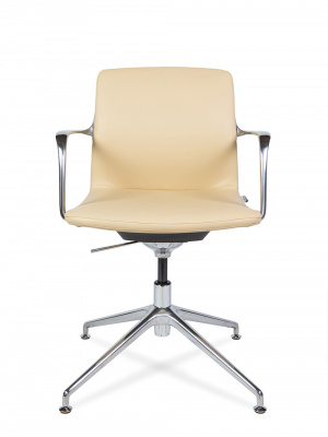 Кресло офисное / Лилль CF / бежевая экокожа/ алюминий крестовина / регулировка по высоте, купить в Сыктывкаре