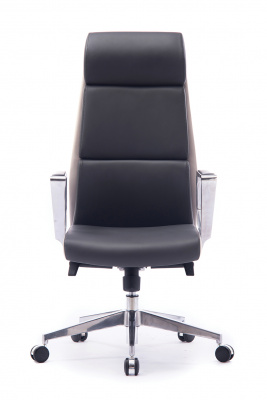 Кресло офисное / Лондон ЛЮКС / хром / темно серая+светло серая (вставки) экокожа, купить в Сыктывкаре