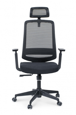 Кресло офисное / Лондон офис black plastic / черный пластик / черная сетка / черная ткань, купить в Сыктывкаре