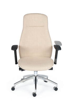 Кресло офисное / Мальта / хром крестовина / черные подлокотники / бежевая ткань, купить в Сыктывкаре