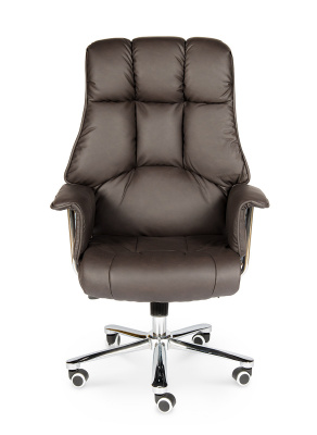 Кресло офисное / Президент / сталь + хром / темно-коричневая  экокожа, купить в Сыктывкаре
