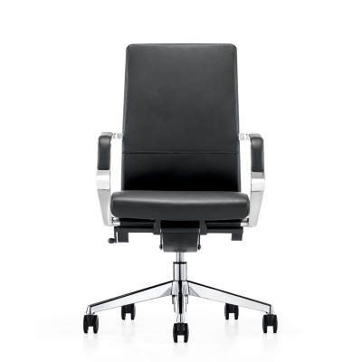 Кресло офисное / Сиена LB / черная кожа / алюминий крестовина, купить в Сыктывкаре