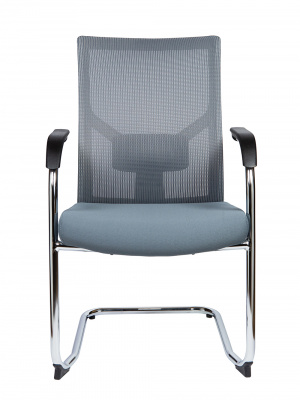 Кресло офисное / Сильвия white/gray CF / хром / св.серая сетка / серая ткань / белый пластик, купить в Сыктывкаре