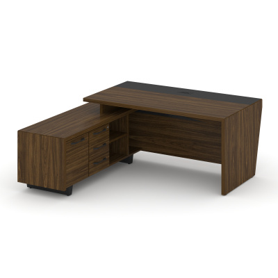 Corner Стол руководителя с тумбой COR.SRT-18 (L) Орех Лоренцо/Графит/Металл Графит 1800*1800*750, купить в Сыктывкаре