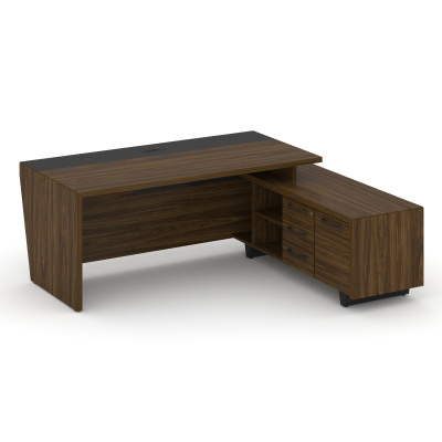 Corner Стол руководителя с тумбой COR.SRT-20 (R) Орех Лоренцо/Графит/Металл Графит 2000*1800*750, купить в Сыктывкаре