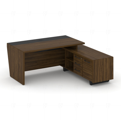 Corner Стол руководителя с тумбой COR.SRT-18 (R) Орех Лоренцо/Графит/Металл Графит 1800*1800*750, купить в Сыктывкаре
