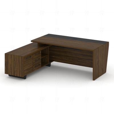 Corner Стол руководителя с тумбой COR.SRT-20 (L) Орех Лоренцо/Графит/Металл Графит 2000*1800*750, купить в Сыктывкаре