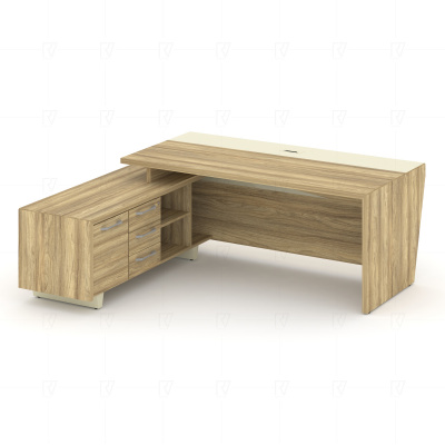 Corner Стол руководителя с тумбой COR.SRT-20 (L) Гикори Песочный/Ваниль/Металл Ваниль 2000*1800*750, купить в Сыктывкаре