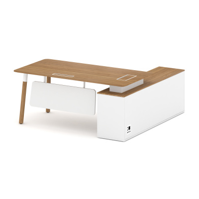 Fresco Стол руководителя FR.SR-18 (L) Дуб Светлый/Белый Бриллиант/Металл Белый/Нерж. Сталь 1800*1798, купить в Сыктывкаре