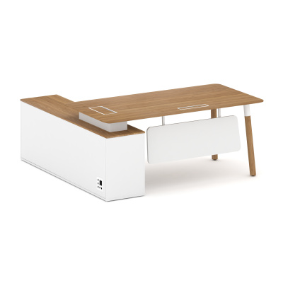 Fresco Стол руководителя FR.SR-18 (R) Дуб Светлый/Белый Бриллиант/Металл Белый/Нерж. Сталь 1800*1798, купить в Сыктывкаре