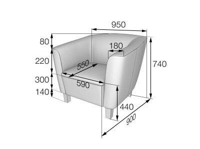 Кресло, Оксфорд, Ох1, oregon_16, кожзам