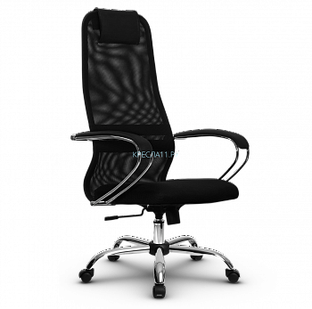 Кресло SU-BK-8 CH, черное, сетка, крестовина хром