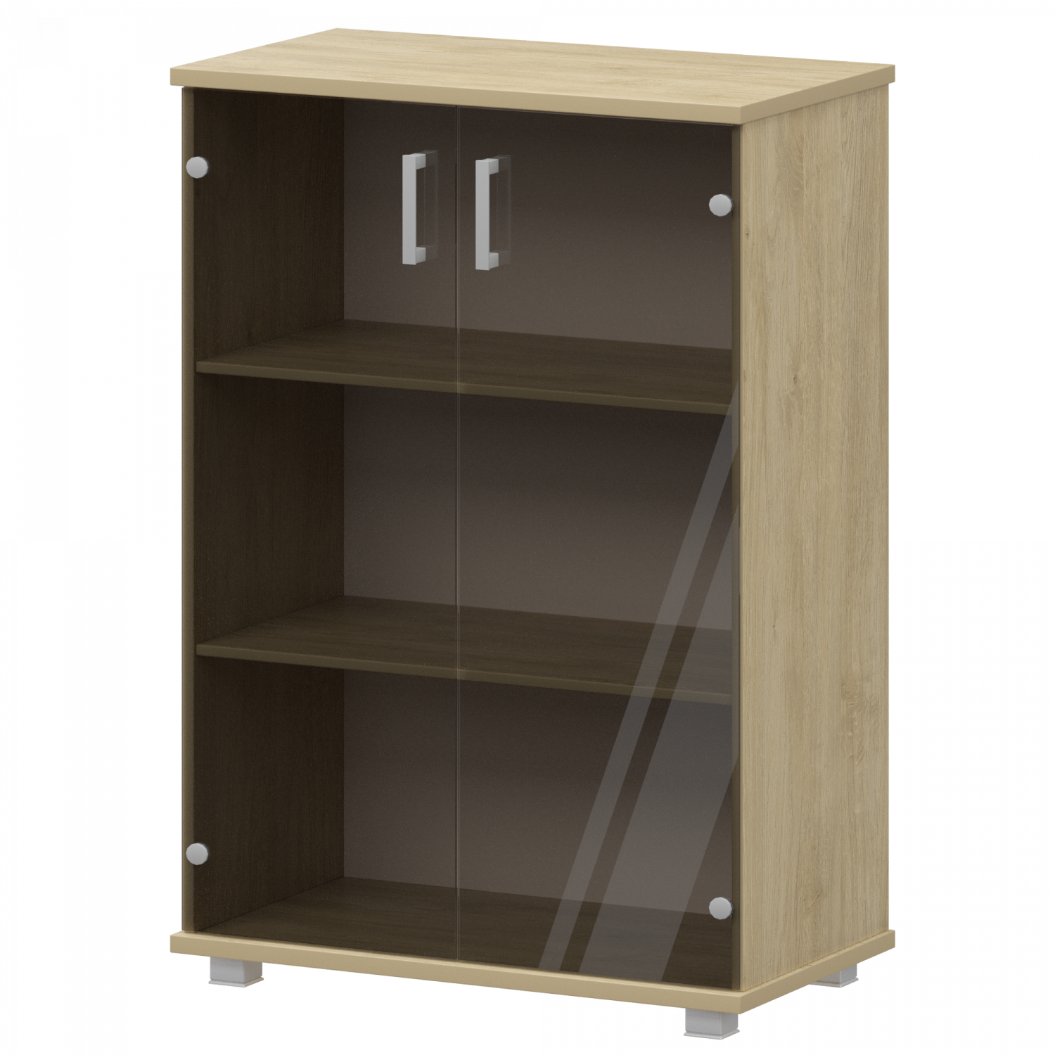 Стеллаж низкий закрытый со стеклянными фасадами Аргентум "НТ-480;НТ-601.2стл" Баттл Рок (800x445x1280)