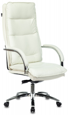 Кресло руководителя Бюрократ T-9927SL слоновая кость кожа крестов. металл хром, купить в Сыктывкаре
