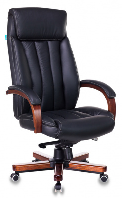 Кресло руководителя Бюрократ T-9922WALNUT черный кожа крестов. металл/дерево, купить в Сыктывкаре