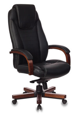 Кресло руководителя Бюрократ T-9923WALNUT черный кожа крестов. металл/дерево, купить в Сыктывкаре