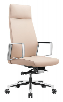 Кресло руководителя Бюрократ _JONS бежевый кожа крестов. алюминий, купить в Сыктывкаре