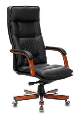 Кресло руководителя Бюрократ T-9927WALNUT черный кожа крестов. металл/дерево, купить в Сыктывкаре