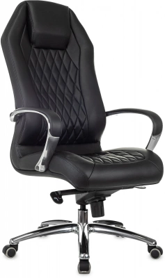 Кресло руководителя Бюрократ _Aura черный кожа крестов. алюминий, купить в Сыктывкаре