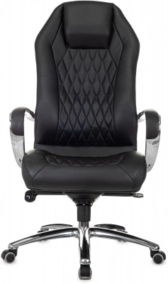 Кресло руководителя Бюрократ _Aura черный кожа крестов. алюминий, купить в Сыктывкаре