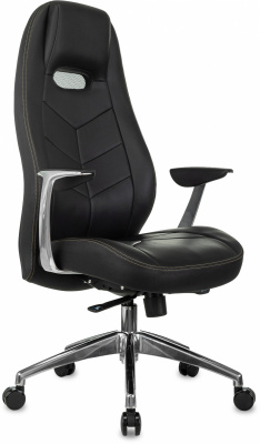 Кресло руководителя Бюрократ _Zen черный кожа крестов. алюминий, купить в Сыктывкаре