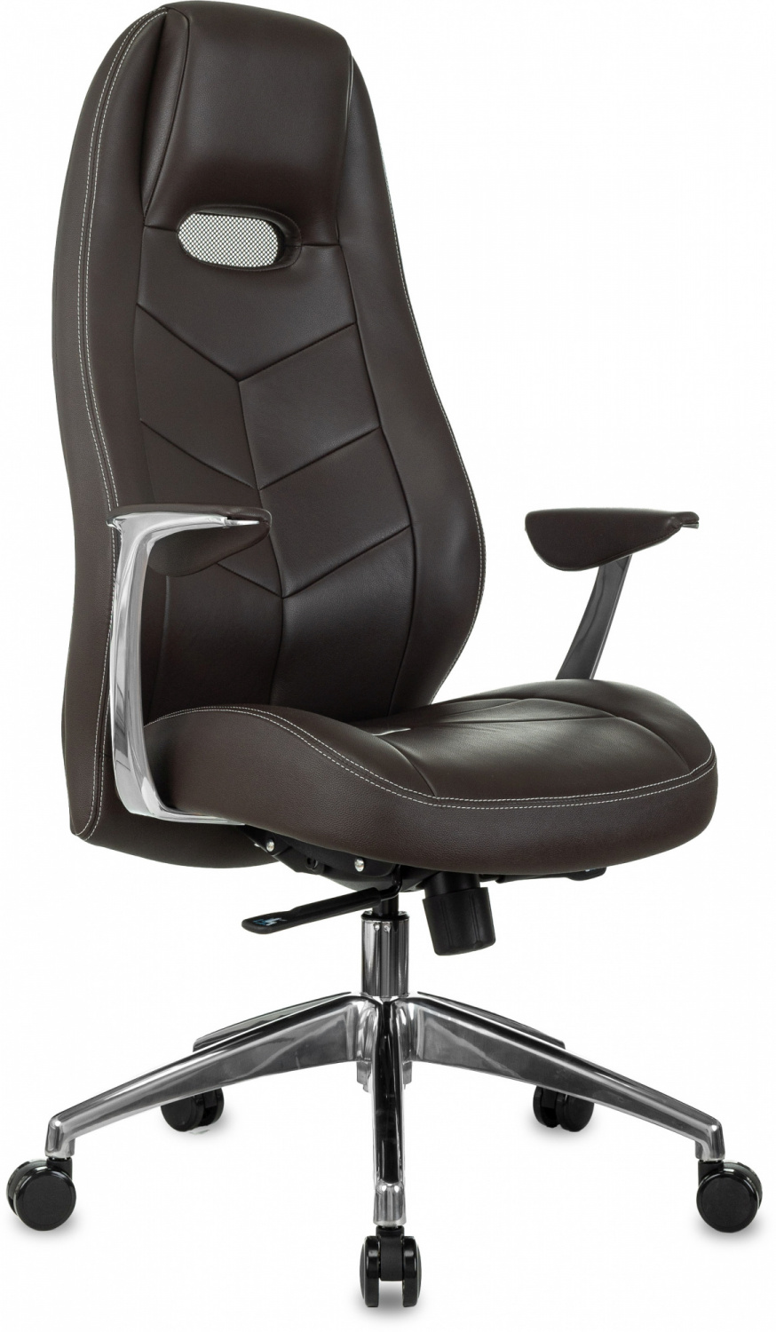 Кресло руководителя Бюрократ _Zen коричневый кожа крестов. алюминий, купить в Сыктывкаре
