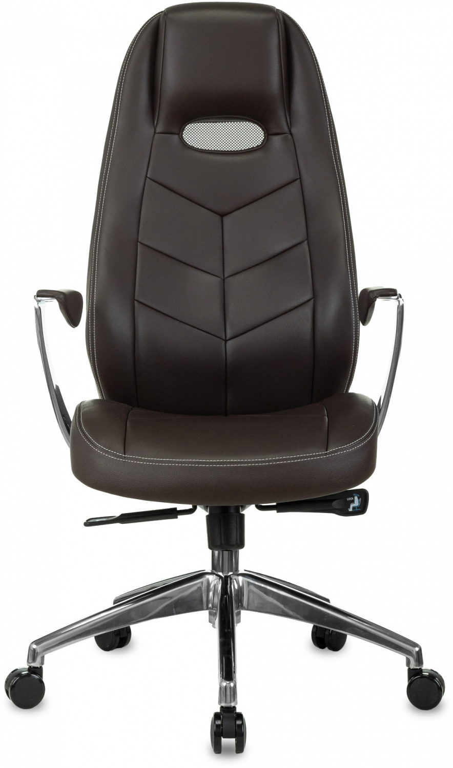 Кресло руководителя Бюрократ _Zen коричневый кожа крестов. алюминий, купить в Сыктывкаре