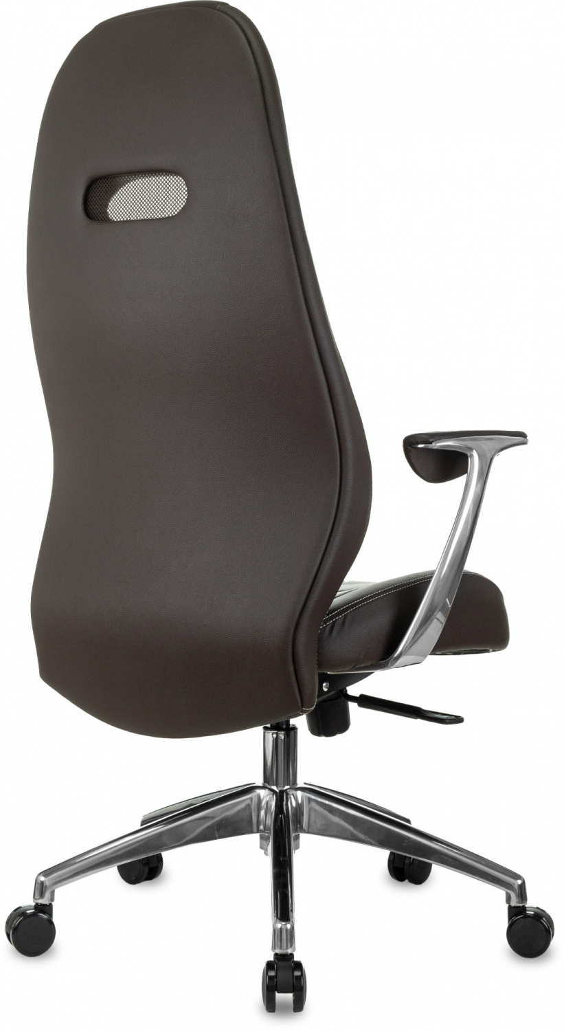 Кресло руководителя Бюрократ _Zen коричневый кожа крестов. алюминий, купить в Сыктывкаре