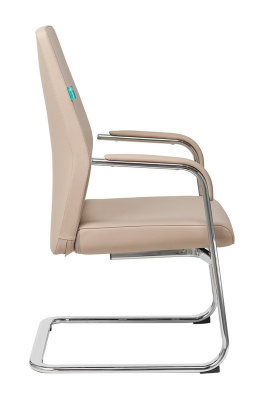 Кресло Бюрократ _JONS-LOW-V бежевый кожа низк.спин. полозья металл хром, купить в Сыктывкаре