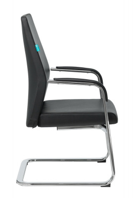 Кресло Бюрократ _JONS-LOW-V черный кожа низк.спин. полозья металл хром, купить в Сыктывкаре