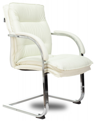 Кресло Бюрократ T-9927SL-LOW-V слоновая кость кожа низк.спин. полозья металл хром, купить в Сыктывкаре
