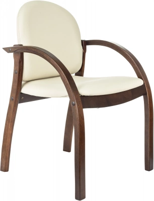 Стул Бюрократ Джуно светло-бежевый экокожа на ножках дерево, купить в Сыктывкаре