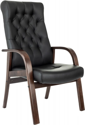Кресло Бюрократ T-9928WALNUT-CF черный кожа на ножках дерево, купить в Сыктывкаре