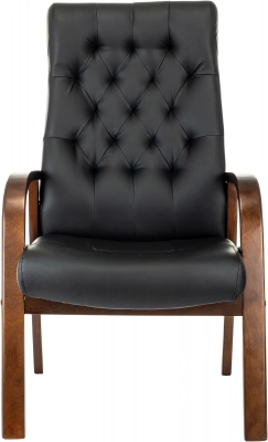 Кресло Бюрократ T-9928WALNUT-CF черный кожа на ножках дерево, купить в Сыктывкаре