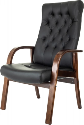 Кресло Бюрократ T-9928WALNUT-CF черный кожа на ножках дерево, купить в Сыктывкаре