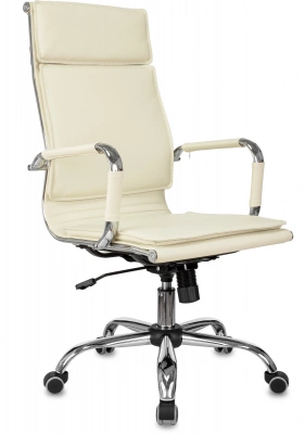Кресло руководителя Бюрократ Ch-993 слоновая кость экокожа крестов. металл хром, купить в Сыктывкаре