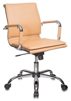 Кресло руководителя Бюрократ Ch-993-Low светло-коричневый экокожа низк.спин. крестов. металл хром, купить в Сыктывкаре