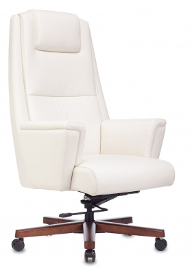 Кресло руководителя Бюрократ _DUKE белый кожа крестов. металл/дерево, купить в Сыктывкаре