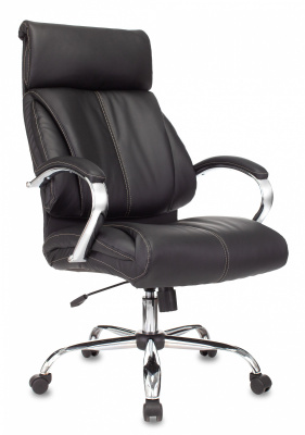 Кресло руководителя Бюрократ T-9904NSL черный экокожа крестов. металл хром, купить в Сыктывкаре