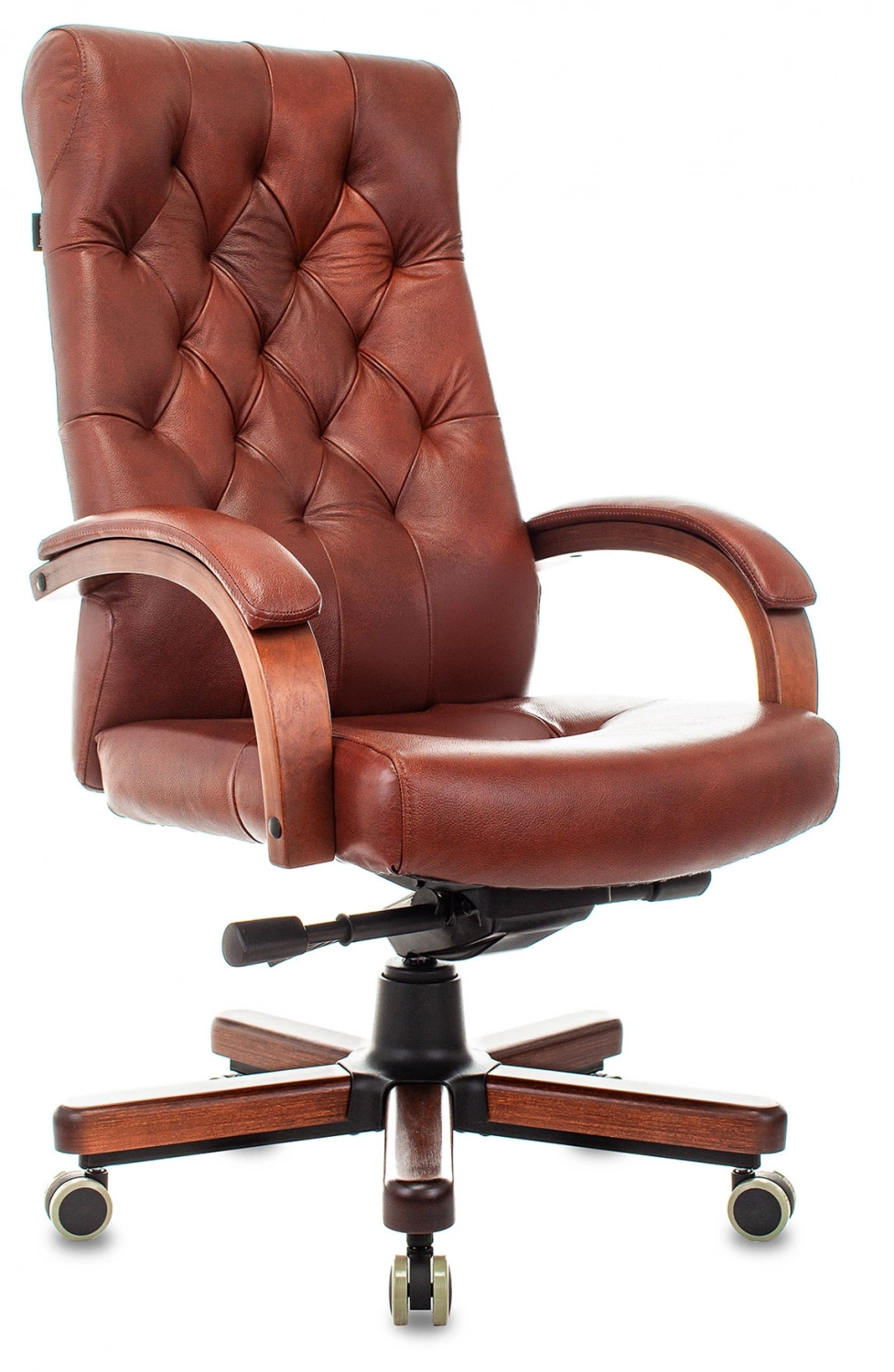 Кресло руководителя Бюрократ T-9928WALNUT светло-коричневый Leather Eichel кожа крестов. металл/дерево — фото, характеристики, наличие в Сыктывкаре