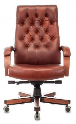 Кресло руководителя Бюрократ T-9928WALNUT светло-коричневый Leather Eichel кожа крестов. металл/дерево, купить в Сыктывкаре