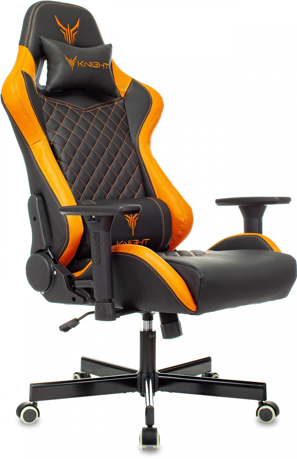 Кресло игровое Knight Armor черный/оранжевый ромбик экокожа с подголов. крестов. металл, купить в Сыктывкаре